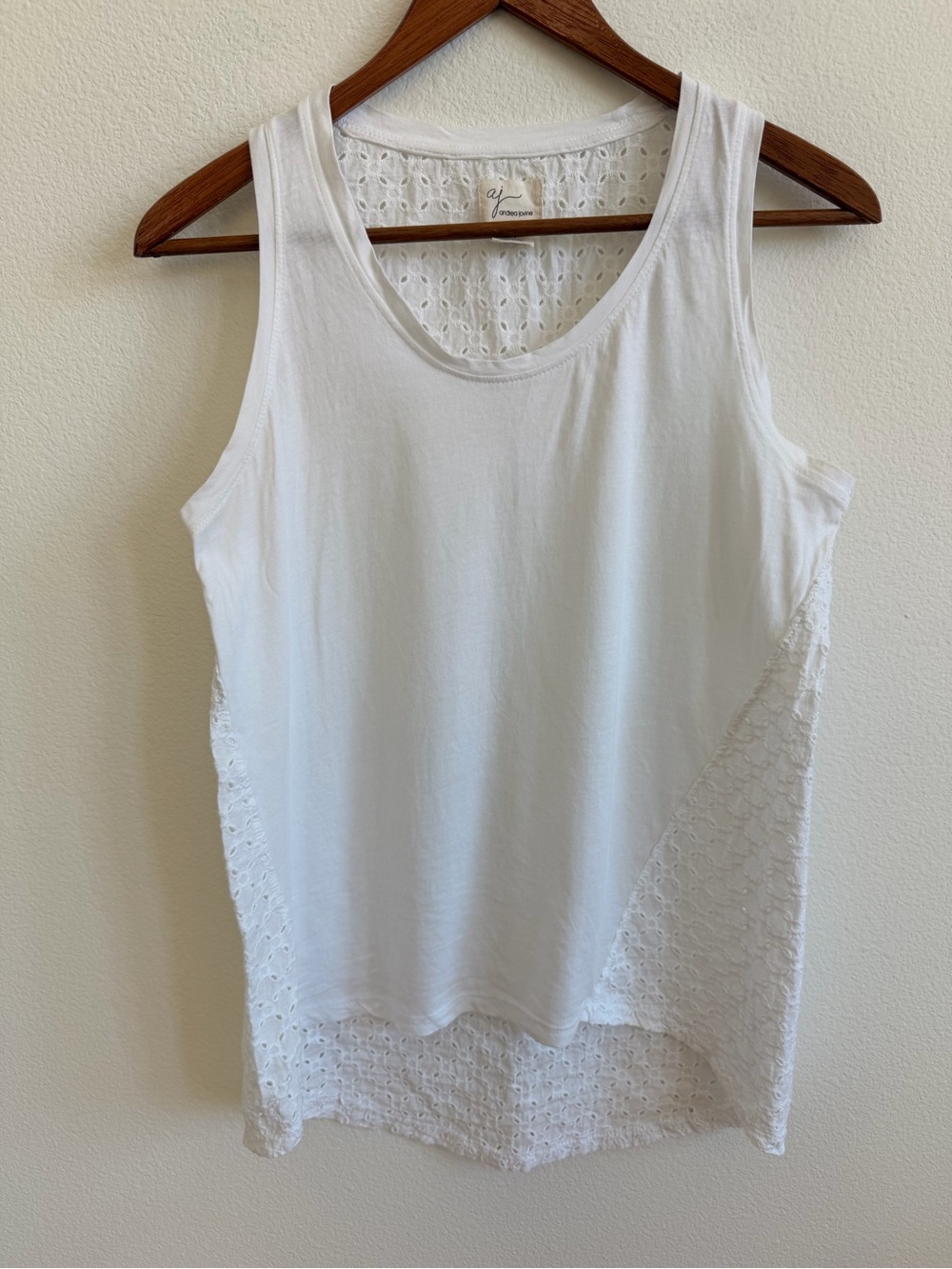 Andrea Jovine White Lace-Back Tank Top